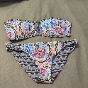 Red Carter Multicolor Abstract Bikini Set